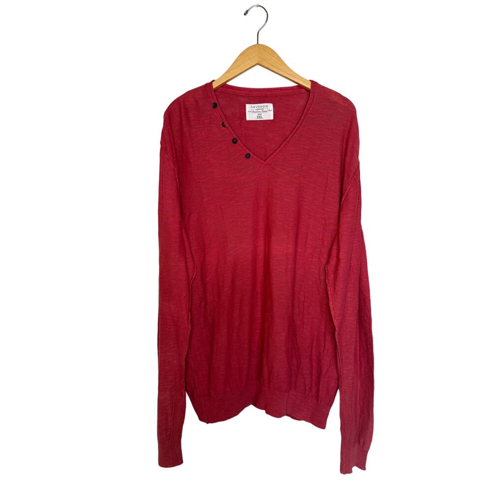 Devred 1902 Paris Knit Henley Pullover Shirt Men’s Size XXL Red Lightweight Top